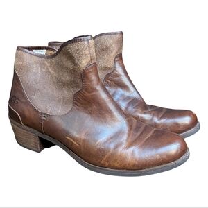 Brown Leather UGG Zip Booties, Women's Size 10, VGC